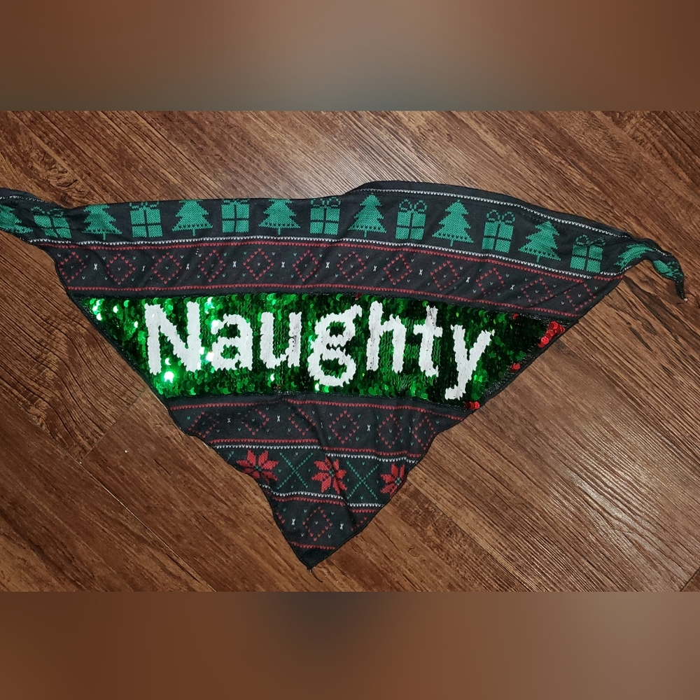 New Merry & Bright Fair Isle Squins Nordic Pet Bandana OSFM4th